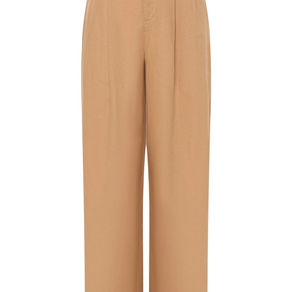 Zara Tan High-Waisted Wide-Leg Pants